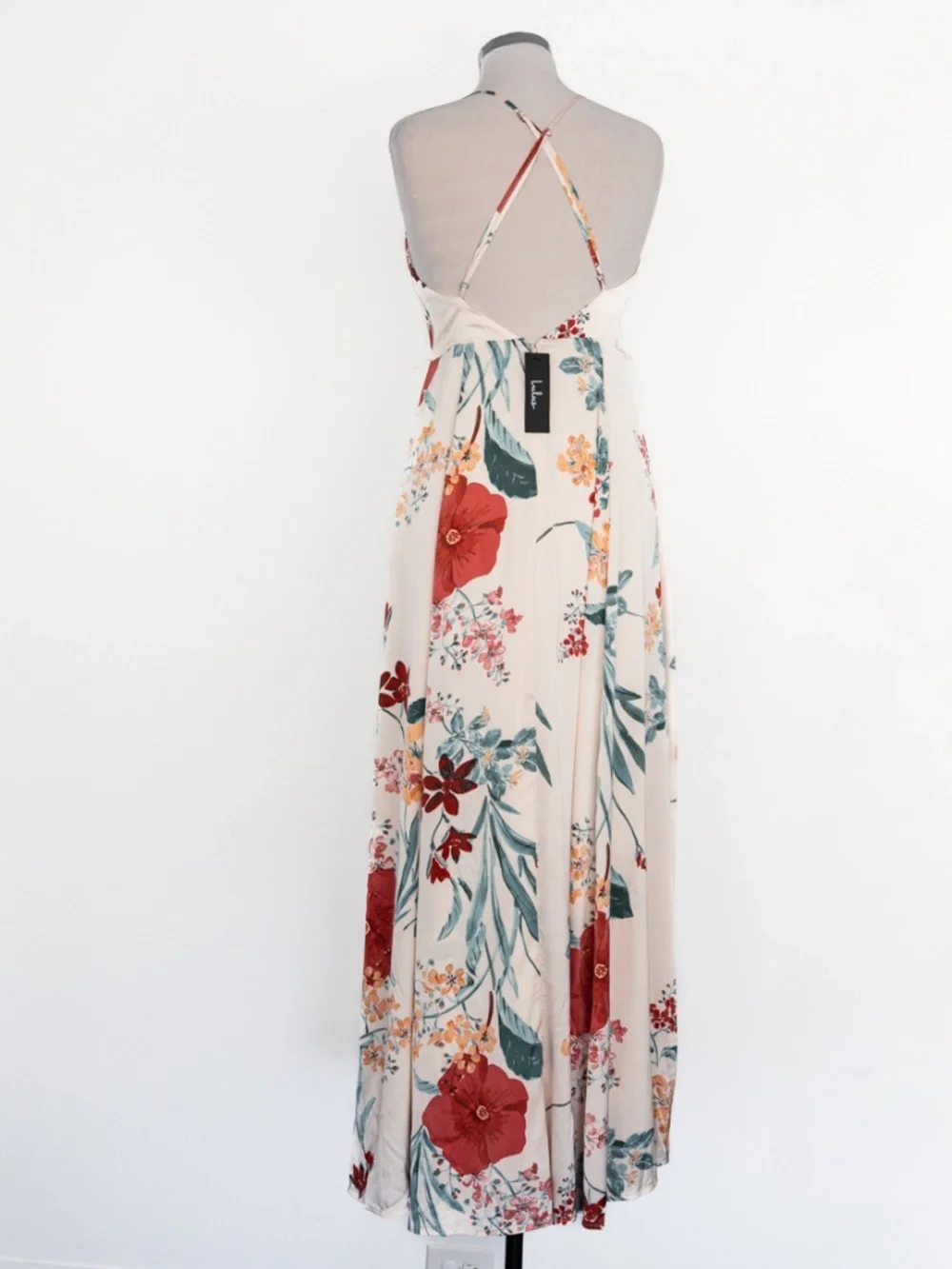 Lulus - Still‎ The One Floral Faux Wrap Gown In Cream Floral Print